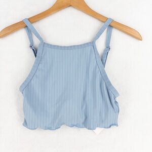 Twin Tank Top Womens XS Blue Cropped Adjustable Straps NWT